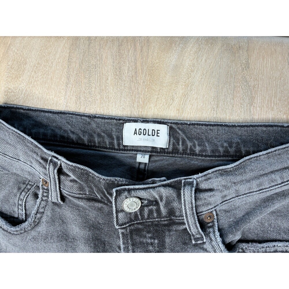 Agolde Riley High Rise Straight Crop Jeans in Century Washed Black Size 28 - Picture 4 of 10